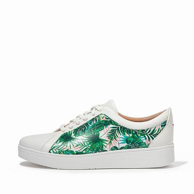 Fitflop Rally Jungle Print Leather - Sneaker Damen - Weiß (OJY763189)